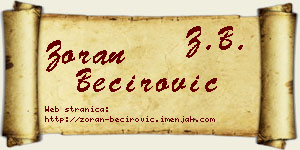 Zoran Bećirović vizit kartica
